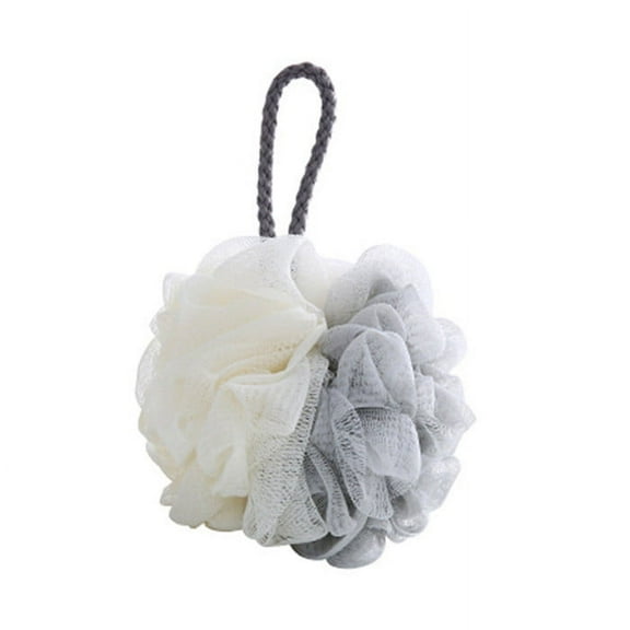 FHBVT Loofah Bath Shower Sponge Pouf - 3PC Mesh Exfoliating Body Scrubber, Soft, Durable, Ideal for Gentle Exfoliation, Creates Rich Lather, Easy Storage with Hanging Ribbon
