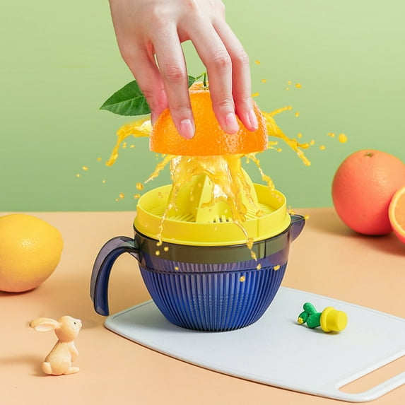 FHBVT Manual Orange Grapefruit Juicer, 6-Tooth Handheld Rotary Tangerine Press, Large Plastic Juicer for Fresh Juice Extraction for Kitchen, Home Use or Travel, Ideal for Citrus Fruits and Drinks