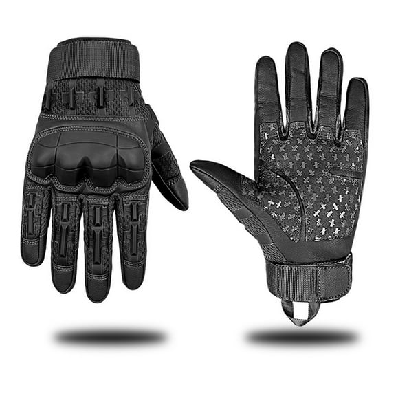 FHBVT Men's Rubber Touchscreen Guard Gloves Reinforced Palm Breathable Microfiber Leather Adjustable Wrist Anti-Slip for Motorcycle Hunting Camping Hiking Outdoor Daily Use Protective Gloves