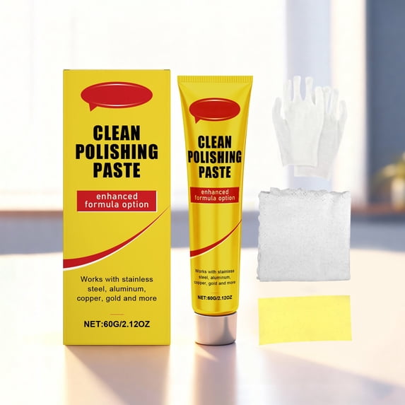 FHBVT Metal Polishing Paste Stainless Steel Cleaner 60G Deep Decontamination Refurbishment Metal Polish for Kitchen Stoves Cookware Countertops Sinks Household Kitchenware Metal Surface Deep Cleaning