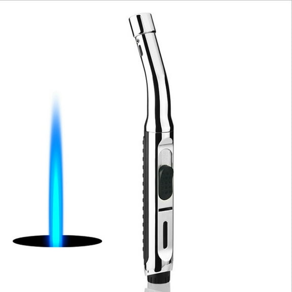 FHBVT Metal Torch Lighter, Rechargeable Flameproof Lighter with Adjustable Blue Flame 3 Intensity Settings, Windproof Easy to Use for Barbecue Kitchen Cooking Crafts Outdoor All Cooking Tasks