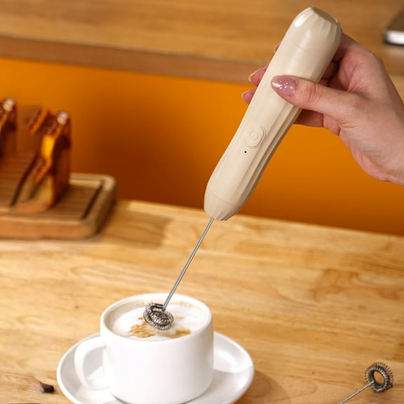 FHBVT Milk Frother for Coffee - Handheld Foam Maker for Cappuccino, Frappe, Hot Chocolate - Rechargeable USB, Non-Slip Grip, Compact Design - Perfect for Home, Office, and Travel Use