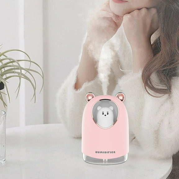 FHBVT Mini Pet Humidifier, Cute USB Bear Humidifier with 7-Color LED Night Light, Ultra-Quiet Operation Below 20dB, Ideal for Bedroom, Car, Office, Travel, Yoga and Dorm Room Use