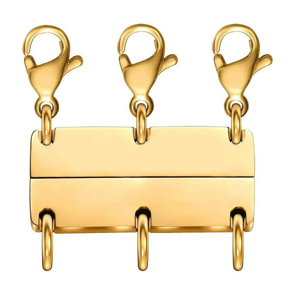 FHBVT Multi-Layer Necklace Separator Magnetic Clasp Alloy Material Anti-Tangle Layering Connector For 3 Necklaces Bracelets DIY Jewelry Crafts Gold Silver Colors Lightweight Durable Easy to Use
