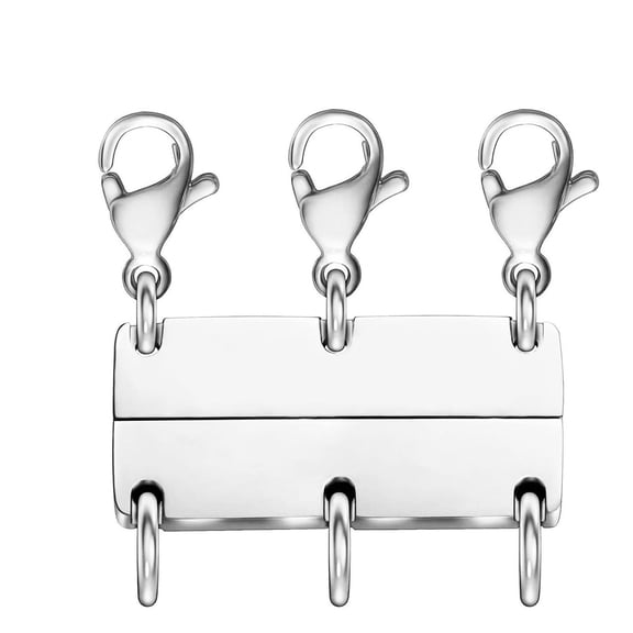 FHBVT Multi-Layer Necklace Separator Magnetic Clasp Alloy Material Anti-Tangle Layering Connector For 3 Necklaces Bracelets DIY Jewelry Crafts Gold Silver Colors Lightweight Durable Easy to Use