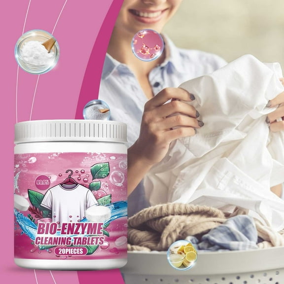 FHBVT Multi-Purpose Cleaning Tablets, Strong Stain Removal for Clothes, Eco-Friendly Effervescent Deep Penetration for Stubborn Stains Suitable for All Fabrics Convenient Effective Laundry Tablets