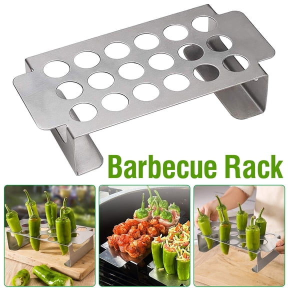 FHBVT Multifunctional Grill Rack for Chicken Legs, Stainless Steel BBQ Tool with 18 Holes, Ideal for Grilling, Barbecue, Outdoor Cooking, Perfect for Tender, Crispy Meat Without Burning Overcooking