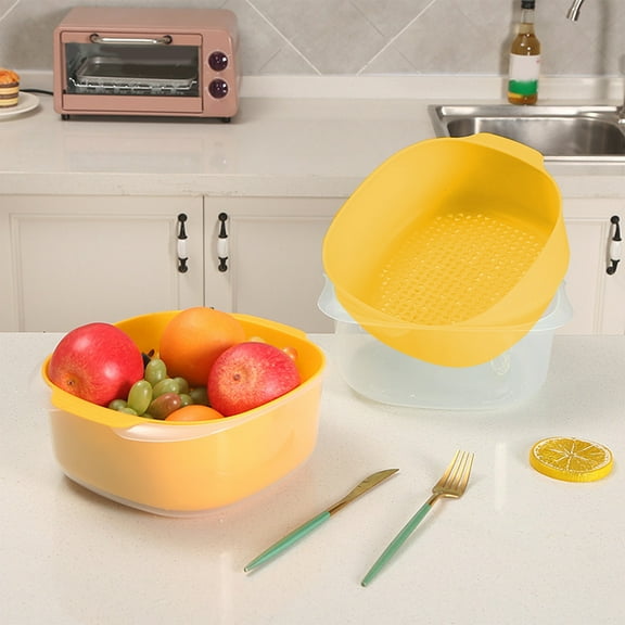 FHBVT Multifunctional Vegetable Basket Strainer, Plastic Washing Colander and Soaking Bowl for Fruit, Veggies, Meat and Ideal for Kitchen Use, Meal Prep, and Outdoor Picnics