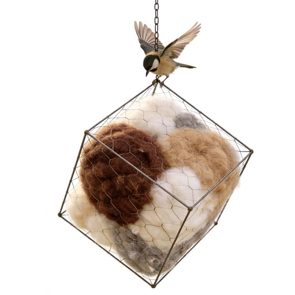 FHBVT Nesting Heart Outdoor Yard Art Handmade Soft Fiber Refillable Reusable Hanging Loop Tool-Free Setup Cozy Small Bird Nesting Garden Decor Thoughtful Gift for Gardeners Bird Watchers Nature Lover