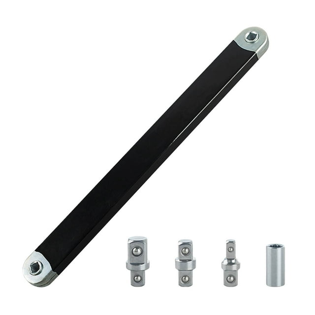 FHBVT Offset Extension Wrench Mechanic Tools 15 Inch Multifunctional Stainless Steel 3 Adapters Compact Ergonomic Socket Wrench Set Tight Spaces Car Repairs Construction Heavy-Duty