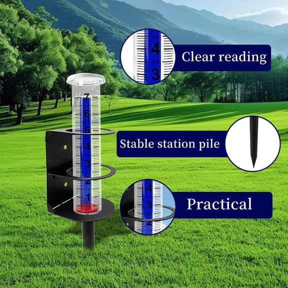 FHBVT Outdoor Bracket Rain Gauge Garden Courtyard Precipitation Measurement Tool Accurate Weather Tracking Durable Easy Install Stylish Rainfall Monitoring for Garden Landscaping Use