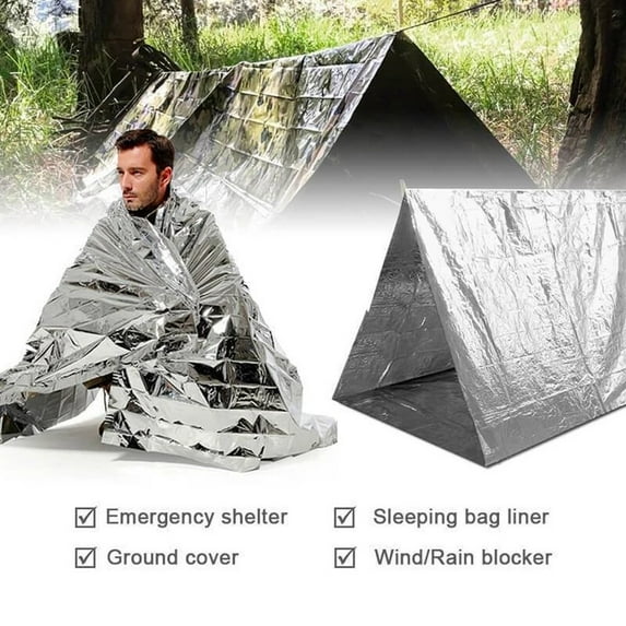 FHBVT Outdoor Emergency Insulation Blanket Waterproof Windproof Heat Reflective Multi Person Blanket For Camping Hiking First Aid Survival Emergency Gear Accessory For Outdoor Adventures