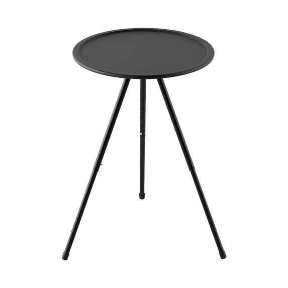 FHBVT Outdoor Folding Small Round Table Portable 14-21inch Adjustable Height Camping Table Double-Layer Storage with Light Rack 10KG Load Capacity Alloy Steel Support Frosted ABS Desktop Picnic Table
