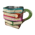 thumbnail image 1 of FHBVT Painted Book Mug, Novelty Literary Coffee Mug with Hand-Painted Book Stack Design, Perfect Gift for Bookworms, Teachers, and Librarians, Unique Literature Lover Gift for Office or Home, 1 of 2
