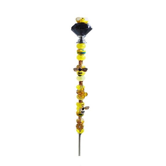 FHBVT Patio Bee Decorative Garden Stake Weather-Resistant Metal Beaded Rose Design Outdoor Yard Balcony Flower Bed Planter Decoration Easy To Install Long-Lasting Housewarming Gift For Gardeners