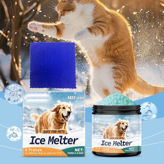 FHBVT Pet Friendly Ice Snow Melter Eco-Friendly Quick Ice Removal Non-Damaging to Surfaces No Stain Easy Clean Winter De-Icing Solution for Home Courtyard Pathway Sidewalk Outdoor Use