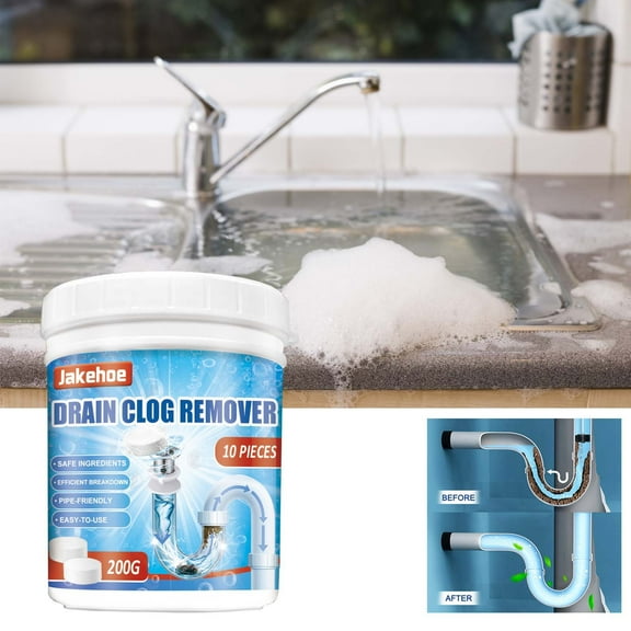 FHBVT Pipe Unclogger Cleaning Tablets, Powerful Grease and Odor Removal for Toilets, Kitchen Drains, and Bathroom Pipes, Fast-Dissolving and Environmentally Friendly, Ideal for Regular Maintenance