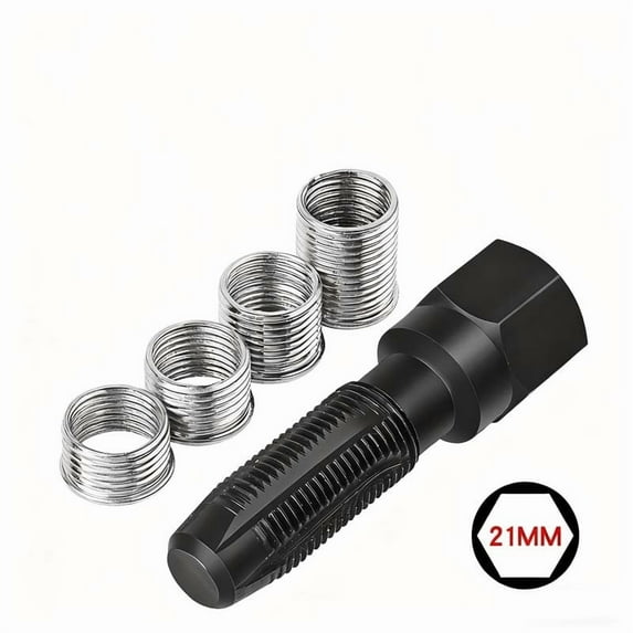 FHBVT Plug Thread Repair Kit For Car Restore Damaged Threads Hexagonal Tap Head High-Carbon Steel Thread Inserts Versatile Sizes Efficient Durable Compact Storage Automotive Repair Tool