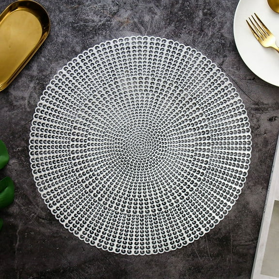 FHBVT Polyvinyl Chloride Leather Placemats Heat-Resistant Table Mats for Kitchen Dining, Easy to Clean, Stylish Gold Silver Design, Ideal for Protecting Table Adding Elegance to Your Meal Settings