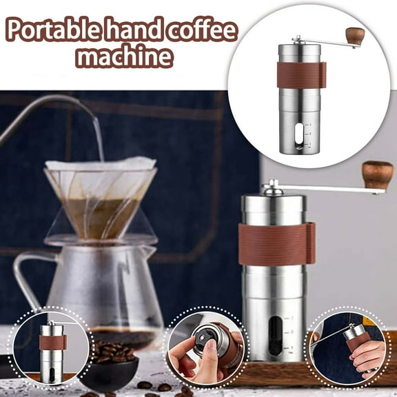FHBVT Portable Manual Coffee Grinder Stainless Steel，Visible Scale Adjustable Coarseness，Detachable Folding Handle Easy Clean，for Camping Hiking Travel French Press Cold Brew Pepper Grain Grinder