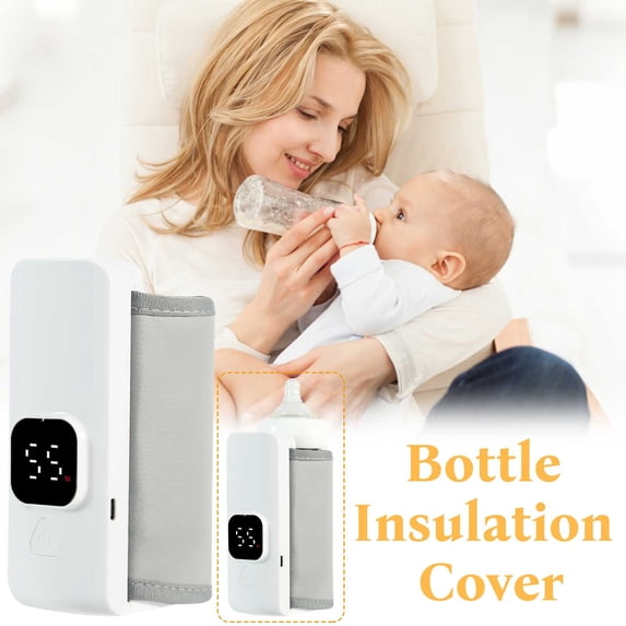 FHBVT Portable Rechargeable Baby Bottle Warmer Wireless Waterless Design 2000mAh*2 Battery Accurate Temperature Control Safe Nutrient Preservation for Bottles Travel Home Outdoor Milk Heating Use