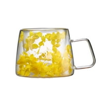 FHBVT Preserved Flower Mug, 200ml Floral Glass Double Wall Insulated Mug, Elegant Tea and Coffee Mug with Suspended Flowers, Ideal for Gift Giving, Home Decor, and Special Occasions