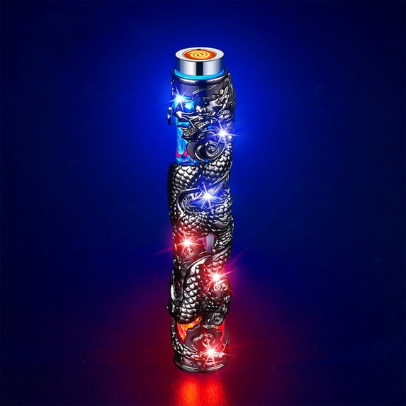 FHBVT Rechargeable Butane Lighter Colorful Flash Light Visible Fuel Window Heat Resistant Alloy Body Windproof Hands-Free Operation For Outdoor Camping Cooking Birthday New Year 17g Compact Lighter