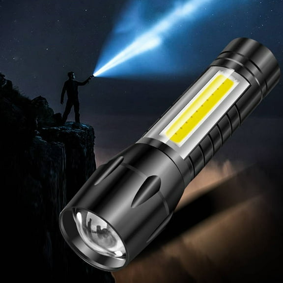 FHBVT Rechargeable LED Flashlight, Ultra-Bright LED Torch with 3 Light Modes, Focus Adjustable Outdoor Flashlight, USB Charging Compact Flashlight for Camping, Emergency Lighting, and Nighttime Use