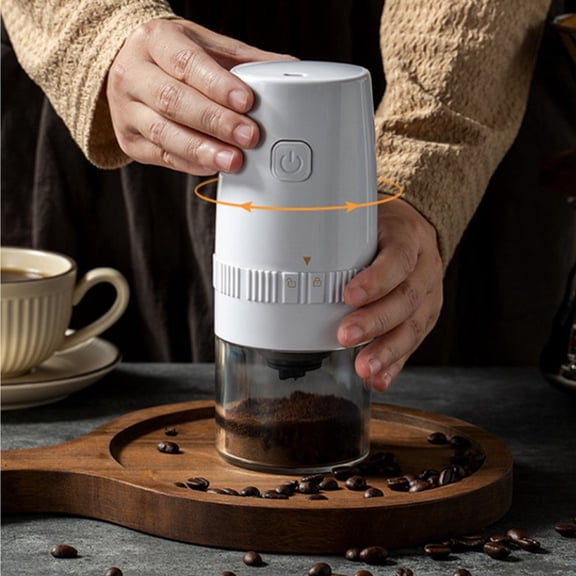FHBVT Rechargeable USB Coffee Grinder 5-Speed Adjustable Thickness Quiet Operation Food-Grade ABS Container 300g Capacity Portable For Kitchen Travel Coffee Lovers Easy to Clean Automatic Switch