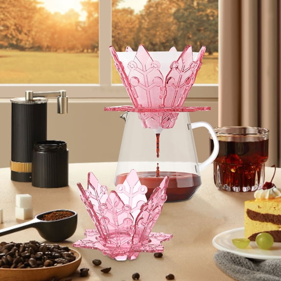 FHBVT Resin Coffee Dripper 1-2 Cups Reusable Filter Cup Snowflake Extraction Design Foldable Detachable High Temperature Resistance Portable Pour Over Coffee Maker for Home Travel Camping 4.3 Inch