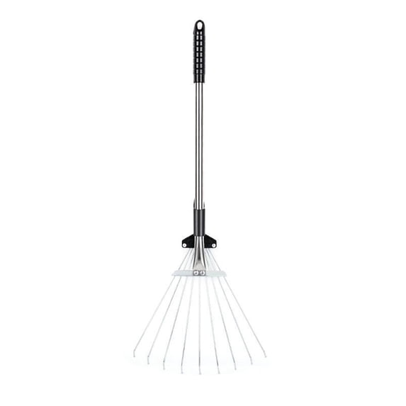 FHBVT Retractable Garden Leaf Rake Carbon Steel Round Rake Head Stainless Steel Telescopic Handle Adjustable Width Non Slip Grip for Yard Lawn Garden Grass Leaf Debris Cleaning Gardening Hand Tool