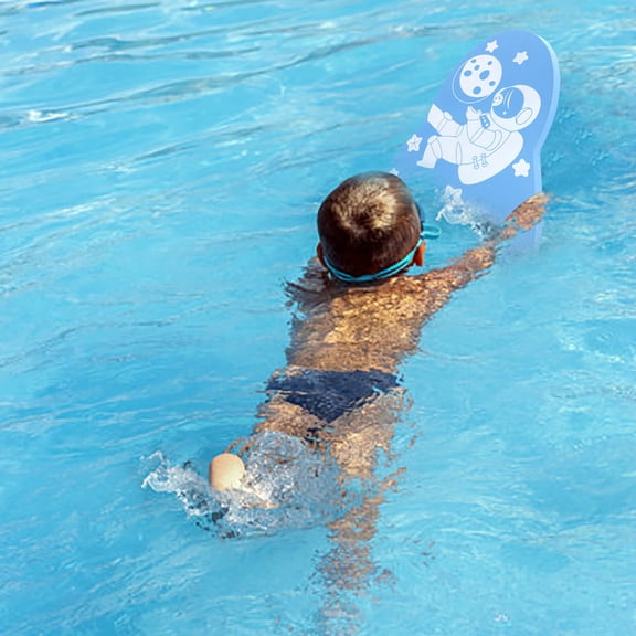 FHBVT Safety Swimming Kickboard EVA Floatable Buoy Hand Board Childlike Space Pattern Double Grip Hole Quick-Drying Compressed Foam for Children Adults Swim Training Aid Beginner Confidence Booster