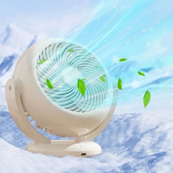 FHBVT Shaking Head Mini USB Desk Fan 1200mAh Rechargeable Battery 3 Wind Speed Levels 180° Adjustable Angle Wall Mounted Portable Quiet Cooling Fan for Home Office Desktop Travel Use