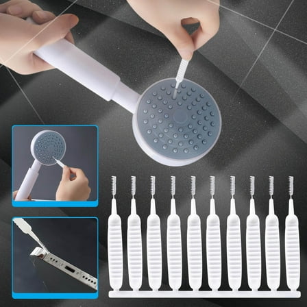 FHBVT Shower Head Cleaning Brush Multi-Functional Small Hole Scrubber Flexible Bristles Non-Slip Handle Bathroom Faucet Sink Vent Dust Dirt Removal Tool for Deep Cleaning Home Use