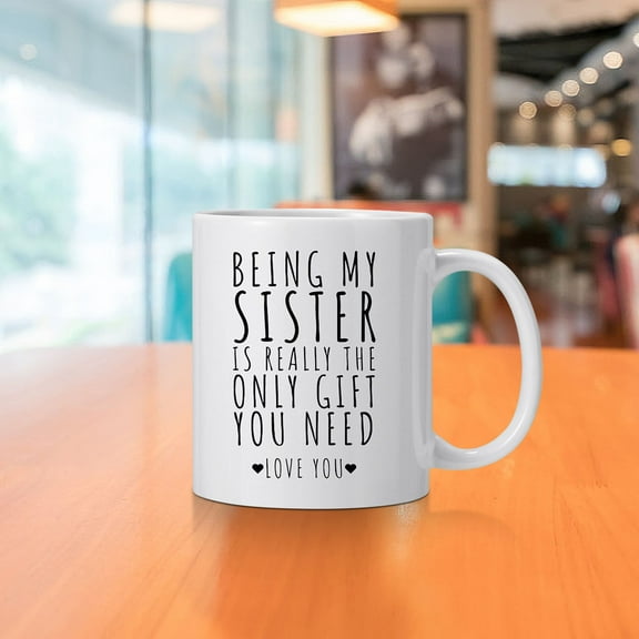 FHBVT Sisters Ceramic Coffee Mug, 11oz Mug with Love Message for Sisters, Dishwasher & Microwave Safe, Ideal Gift for Birthdays, Special Occasions, Sisterly Bond, Family and Friends