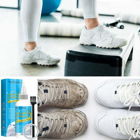 FHBVT Small White Shoes Disposable Cleaner, 100g Whitening Gel for Sports Shoes, Removes Yellow Stains & Grime, Restores Brightness with Easy Application & Safe Formula