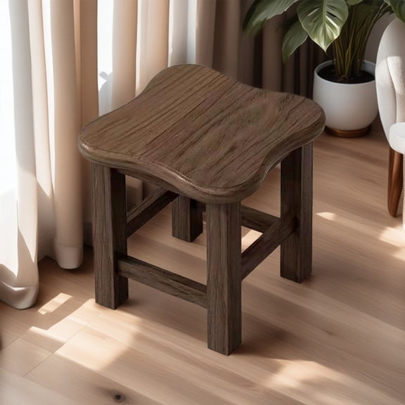 FHBVT Small Wooden Stool 11.8in Stable Non Swaying Rounded Corner Anti Collision Space Saving Shoe Changing Stool for Living Room Coffee Table Home Bedroom Entryway Daily Household Seating Furniture