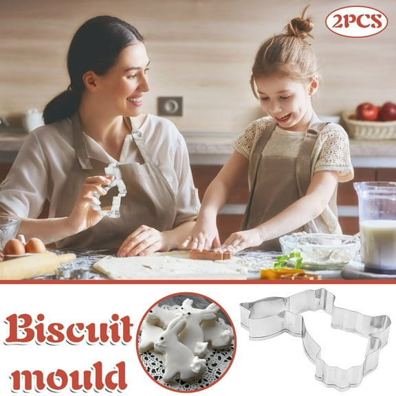 FHBVT Stainless Steel Die-Cutting Soft Candy Molds, 2-Piece Easter Theme Cookie Cutter for Baking Biscuits, Bread, Cakes, and Pastries, Multi-Purpose Kitchen Tool for Holiday and Special Occasions