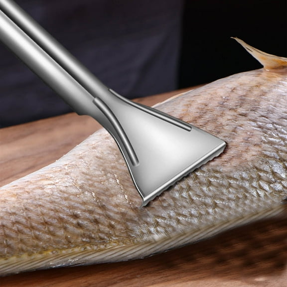FHBVT Stainless Steel Fish Scale Planer Tool - Manual Scraper for Easy Fish Scale Removal - Ergonomic Handle for Comfortable Grip - Dishwasher Safe Fish Preparation Tool for Efficient Cleaning
