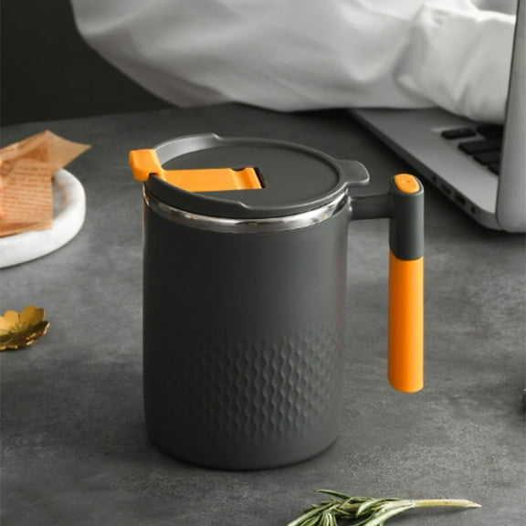 FHBVT Stainless Steel Mug with Lid and Handle 450ML Double Insulated Travel Coffee Mug Keeps Drinks Hot or Cold for Longer Perfect for Office, Home, or Outdoor Use and Travel Anywhere You Go