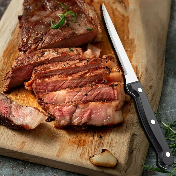 FHBVT Stainless Steel Serrated Steak Knife, Precision Western Knife for Effortless Slicing, Ergonomic Handle for Comfortable Use, Ideal for Dining, BBQs, and Special Occasions