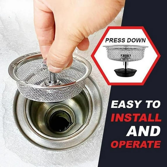 FHBVT Stainless Steel Sink Replacement Filter,Universal Mesh Drain Strainer for Kitchen Sinks Easy Installation Anti-Clogging Rustproof Durable Fits Standard 3.5-inch Drains,Keep Kitchen Clean Clear