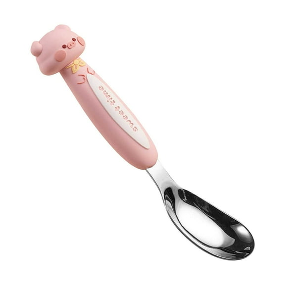FHBVT Stainless Steel Spoon Cute Animal Ingot Shaped Table Spoon Baby Feeding Tableware Smooth Rounded Edge Easy Grip Ergonomic Handle Safe Polished Surface Dishwasher Safe Kitchen Dining Gift