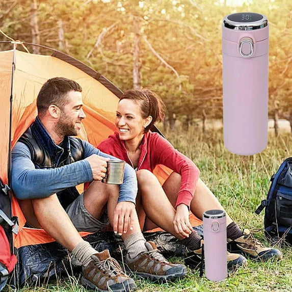 FHBVT Stainless Steel Temperature Display Thermos Cup Vacuum Insulated Bottle Intelligent LED Lid Coffee Mug Business Water Flask Hot Cold Beverage Travel Cup For Office Home Outdoor Use