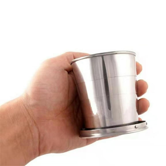 FHBVT Telescopic Collapsible Shot Glass Stainless Steel Travel Emergency Pocket Cup for Outdoor Hiking Camping and Picnics, Compact and Leak-Proof Design for On-the-Go Hydration Convenient Storage