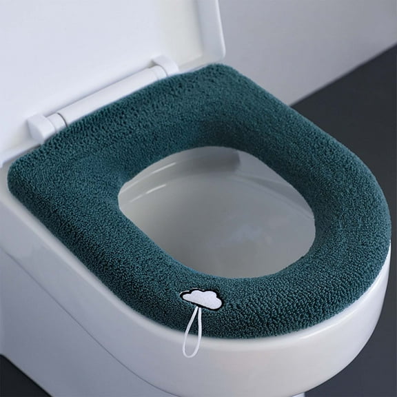 FHBVT Toilet Seat Warmer Thickened With Handle, Washable Knitted Winter Toilet Cover Soft Cozy Comfort Prevents Slipping Fits U V O Shape Toilet for Home Bathroom Use