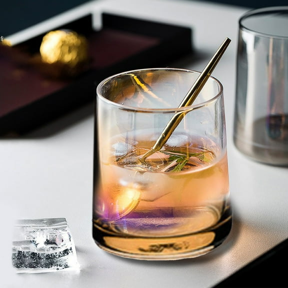 FHBVT Transparent Glass Cup Whiskey Glass Milk Tea Water Cup Crystal Clear Drinkware High Value Glass for Breakfast Juice Smoothie Home Bar Dining Table Christmas Gift Holiday Party Decor