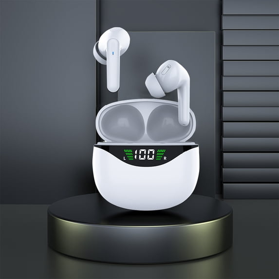 FHBVT True Wireless Bluetooth Earbuds Intelligent Noise Reduction LED Digital Power Display HiFi Stereo Sound Fingerprint Touch Control Compatible with All Phones Sports Gym Running Gaming