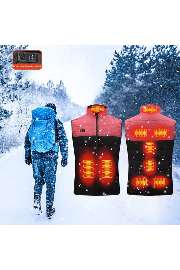 USB Heated Jacket 3 Temperature Modes Carbon Fiber Fast Heating Washable Windproof Warm Thermostatic Electric Heating Coat for Winter Outdoor Activities Camping Hiking Skiing Daily Commute