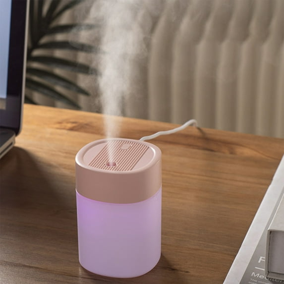 FHBVT USB Humidifier with Light, Quiet Cool Mist for Bedroom and Office, Portable Mini Humidifier for Plants, Travel, Skin Care, Improves Air Quality for Better Breathing and Relaxation